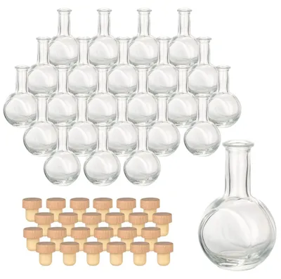 Productafbeelding van Set van 24 Mini Glazen Flessen met Kurk voor Likeur en Decoratie