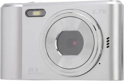 Immagine prodotto di Fotocamera digitale HD, immagini da 48 MP, video da 2,7 K, zoom 8x, schermo IPS da 2,4 pollici, autofocus, 700 mAh, portatile, argento