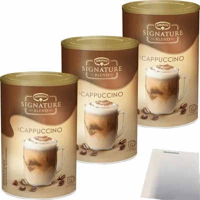 Produktbild von Krüger Signature Blend Cappuccino 3er Pack (3x200g Dose) + usy Block