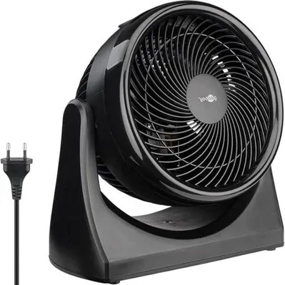 Obrázok produktu pre Tichý podlahový ventilátor Ø 23 cm (9 palcov) – otočná oscilácia – elektromotor s výkonom 30 W a 3 rýchlosťami – rýchlosť vzduchu 5 m/s