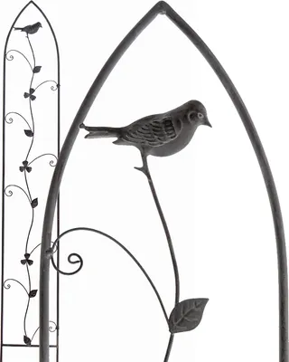 Produktbild von Rankgitter Vogel Rankhilfe Metall anthrazit H136cm Spalier Pflanzgitter Garten