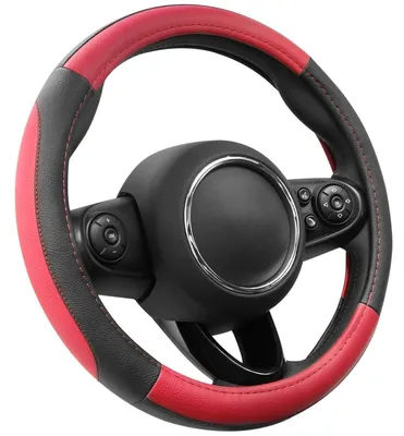 Obrázok produktu pre Univerzálne poťahy na volant, mikrovlákno, koža, červená/čierna, pre volanty s priemerom 35,5-36 cm, okrúhly tvar