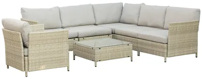 Immagine prodotto di Set Salotto da Giardino Divano Angolare 1 Poltrona e Tavolino Beige