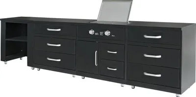 Immagine prodotto di Cucina da esterno a 4 pezzi con fornello a gas nero - Oviala Memphis