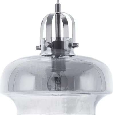 Produktbild von BELIANI Hängeleuchte Grau Rauchglas und Metall mit Schirm in Glockenform Industrielles Design