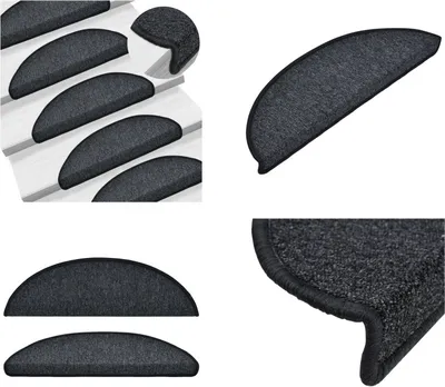 Produktbild von vidaXL 15 Stk. Treppenmatten Anthrazit 56 x 17 x 3 cm - Treppenmatte - Treppenmatten - Stufenmatte - Stufenmatten