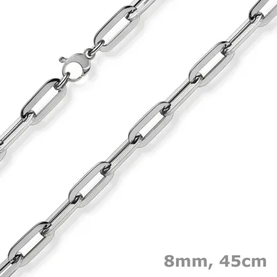 8mm-Paper-Clip-Kette-750-Weißgold-45cm