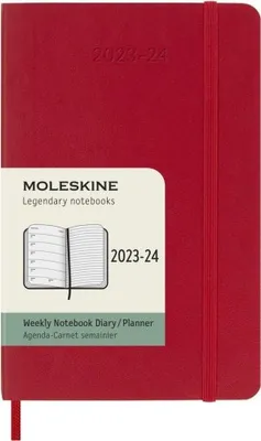Produktbild von Moleskine 18 Monate Wochen Notizkalender 2023/2024, P/A6, 1 Wo = 1 Seite, Rechts Linierte Seite, Soft Cover, Scharlachrot