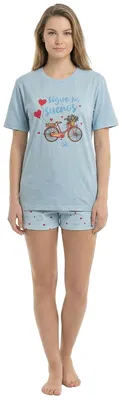 Produktbild von Kisses&Love Damen-Sommerpyjama aus Baumwolle mit kurzen Ärmeln KL40000