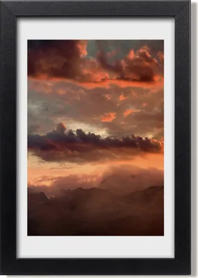 Produktbild von Bild 20x30 MDF-Rahmen, Wandkunst Sonnenuntergang Berge