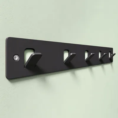Produktbild von Mai & Mai Kleiderhaken ohne Bohren Wandgarderobe Wandhaken mit 5 Haken Garderobenleiste Garderobenhaken 40cm Schwarz Stalo-14
