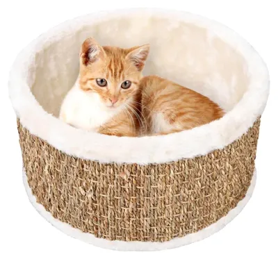 Produktbild von Katzenkorb rund 36 cm aus Seegras, Katzenbett, Hundebett, Schlafplatz für Katzen