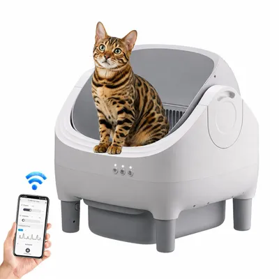 Produktbild von DOEL Automatische Selbstreinigende Katzentoilette mit Obereinstieg – Smart Katzenklo mit APP-Steuerung, Doppelte Sicherheitssensoren, WLAN 2,4 GHz 11L, KI-generiertes Bild