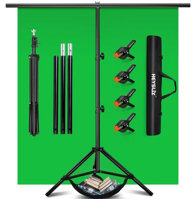 Productafbeelding van Groene achtergronddoek met statief – fotodoek van 1,5 x 2 meter met achtergrond