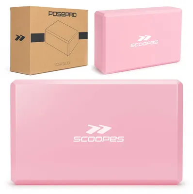 Zdjęcie produktu dla Bloczek do jogi i ćwiczeń fitness, wykonany z pianki EVA, idealny do pilatesu i rozciągania. Wymiary: 23 x 15 x 7,5 cm. Kolor: różowy (PosePro)