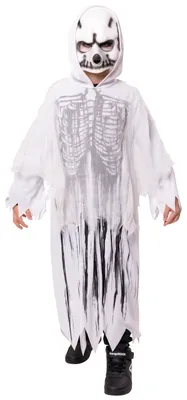 Produktbild von Kostüm Zombie Skeleton weiß Totenkopf Skelett Kind Halloween, Groesse:116/128