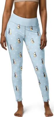 Produktbild von Mr. & Mrs. Panda Yoga-Hose Pinguin marschieren Größe XL - Blau - Geschenk, Yogahose, Stolz, Damen Sporthose, Leggings, Gym-Hose, High-Waist-Hose, Familie, Spazieren