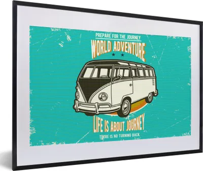 Produktbild von MuchoWow® MuchoWow® Gerahmtes Poster Oldtimer - Oldtimer - Auto 60x40 cm - Poster mit zchwarzem Bilderrahmen - Schlafzimmer - Plakat in Rahmen - Drucken