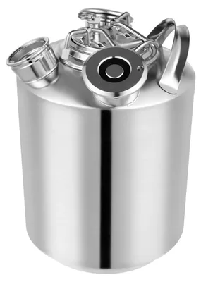 Image de Fût de nettoyage pour systèmes de distribution de bière - Réservoir de nettoyage pour systèmes de tirage de bière - Acier inoxydable - 10 litres - Adapté aux têtes de robinet de type A et S - Argenté