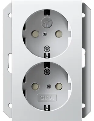 Produktbild von GIRA 273103 SCHUKO-Doppelsteckdose SH f.UP-Dose 1f System 55 Reinweiß glänzend