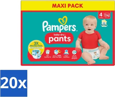 Produktbild von Pampers Baby-Dry Pants – Windelhosen – Größe 4 (9–15 kg) – Extra trocken – 90 Windeln - Vorteilspack - 20 Stücke