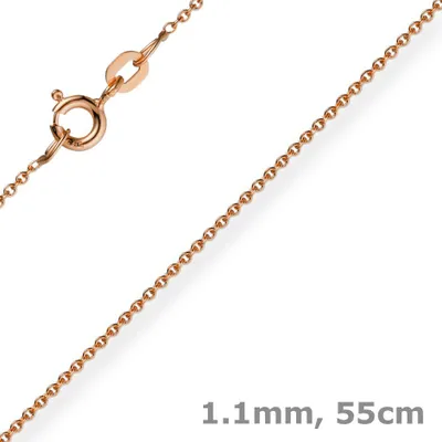 Produktbild von 1,1mm Rund-Ankerkette 585 Gold Rotgold Kette Collier Halskette, 55cm