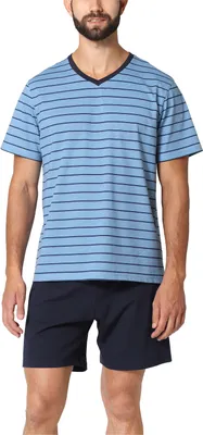 Produktbild von Ladeheid Herren Schlafanzug kurz aus Baumwolle LA40-223 (Ozean Marineblau, M)