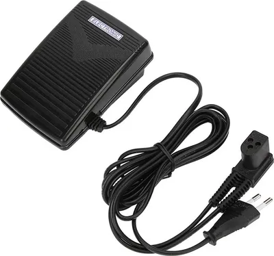 A black foot control pedal with a cord and plug is shown against a white background.