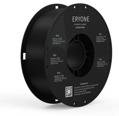 Produktbild von 3D-Drucker Filament - PLA Carbonfaser Filament 1,75 mm - Hohe Maßhaltigkeit ±0,03 mm - 1 kg Spule - Für FDM 3D-Drucker - Schwarz