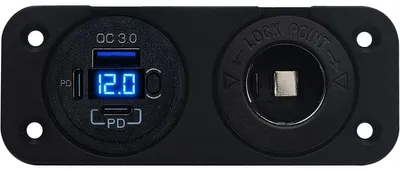 Produktbild von ProRide USB/USB-C-Schnelllader 3 Ports QC3.0 18W Voltmeter 12-24V-Stecker
