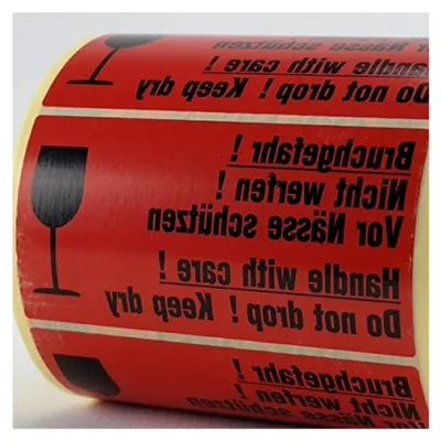 Produktbild von Warnaufkleber "Bruchgefahr!" 145x76mm Etiketten auf Rolle