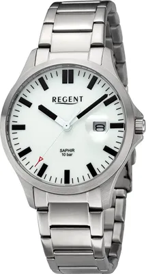 Produktbild von Regent Herren Uhr Metall Armbanduhr Metallarmband Analog silber D2URBA795