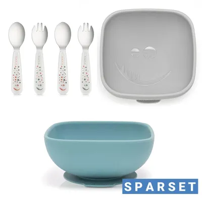 Image de Set d'apprentissage de la table MiaMia, 6 pièces - 2 bols en silicone