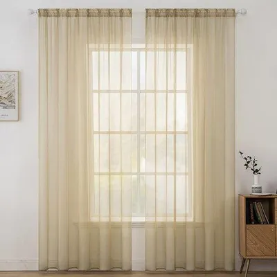 Obrázok produktu pre Ibenzoa® Transparentné závesy Voilegardinen, 2-dielna sada, 145 x 140 cm (výška x šírka), 100% polyester, s pútkami – vhodné do spálne a obývačky, pre jemné prenikanie svetla