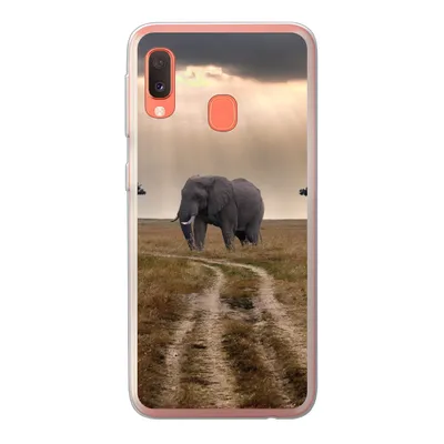 Produktbild von MuchoWow® Handyhülle Schutzhülle Hülle für Samsung Galaxy A20e Elefant - Tiere - Wiese - Sonne Silikon Softcase Handy Hülle - Abdeckung