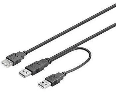 Obrázek produktu pro Kabel PREMIUMCORD USB 2.0 napájecí Y-kabel A/M + A/M - A/F 0,4 m + 0,5 m (ku2y01)