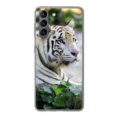 Produktbild von MuchoWow® Handyhülle Schutzhülle Hülle für Samsung Galaxy S21 Tiger - Weiß - Sand Silikon Softcase Handy Hülle - Softcase