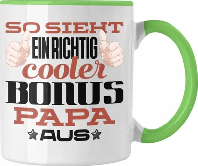 Produktbild von Trendation - Stiefvater Tasse Geschenk Stiefpapa Lustiger Spruch Geschenkidee Vatertag So Sieht Ein Cooler Bonus Papa Aus (Grün)