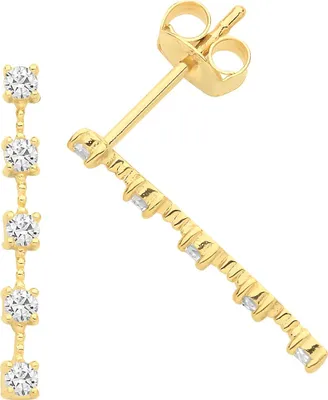 Produktbild von Elegante 9 Karat (375) Gold Damen - Paar Ohrstecker mit Zirkonia - 15mm; TRS26835