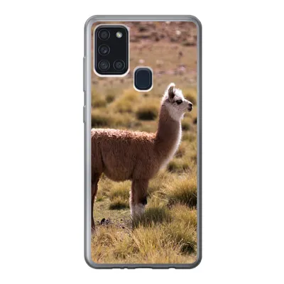 Produktbild von MuchoWow® Handyhülle Schutzhülle Hülle für Samsung Galaxy A21s Alpaka - Braun - Natur Silikon Softcase Handy Hülle - Hartschale