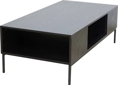 Produktbild von Couchtisch aus Stahl und MDF mit Melamindekor 120 cm schwarz - Oviala Dakota