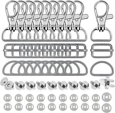Produktbild von 40 drehbare Karabinerhaken – Schlüsselanhänger – Schmuck – Taschen – Nähprojekte – DIY – Silber