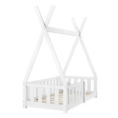 Produktbild von In And OutdoorMatch Kinderbett Bellisa - Tipibett - Mit Rausfallschutz - Inkl. Matratze – 70 x 140 cm – Weiß – Mädchenbett – Jungenbett
