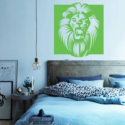 Produktbild von Wandtattoo - Wandaufkleber - Wandtattoo "Afrika Löwe" - 60cm x 55cm lindgrün - Dekoration Küche Wohnzimmer Wand