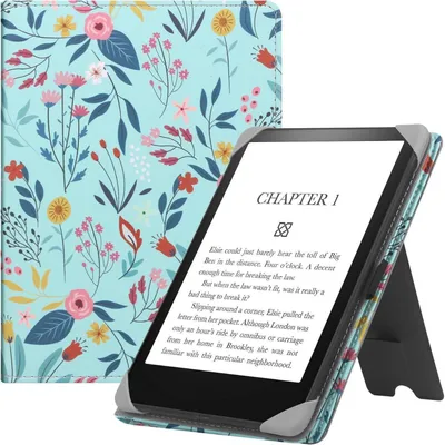 Produktbild von Universal Hülle für 6 Zoll E-Reader mit Ständer und Handschlaufe, Kunstleder, Spring Bloom