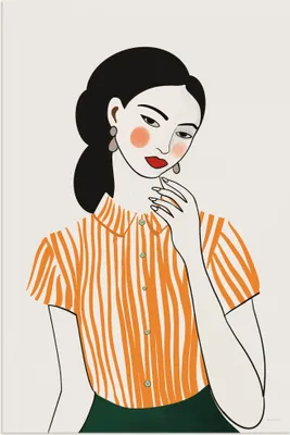 Produktbild von ARTland Wandbild Alu für Innen & Outdoor Woman in Striped Blouse II Größe: 20x30 cm