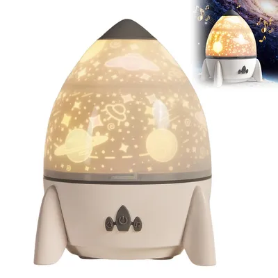 Produktbild von Raketen-Projektionslampe, 360° drehbar,4 Farben,8 Szenen,Musik-synchron, Timer & Fernbedienung,Bluetooth,ideal als Geschenk für Kinder und Erwachsene