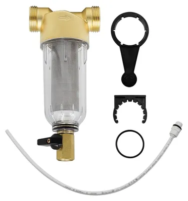 Wasserfilter 1 Zoll, Sedimentfilter 40 µm, rückspülbar, mit Adaptern