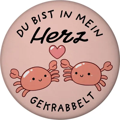 Produktbild von Jelly & Friends Krabben Magnet rund mit Spruch Du bist in mein Herz gekrabbelt
