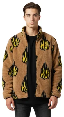 Produktbild von HUF Herren Flamin Zip Sherpa Fleece bedruckte Jacke XL